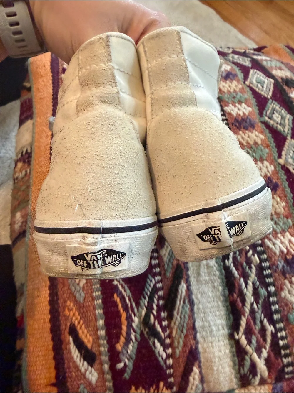 Vans Off-White/Beige Mid-Top Suede Sneakers Size 7.5/38